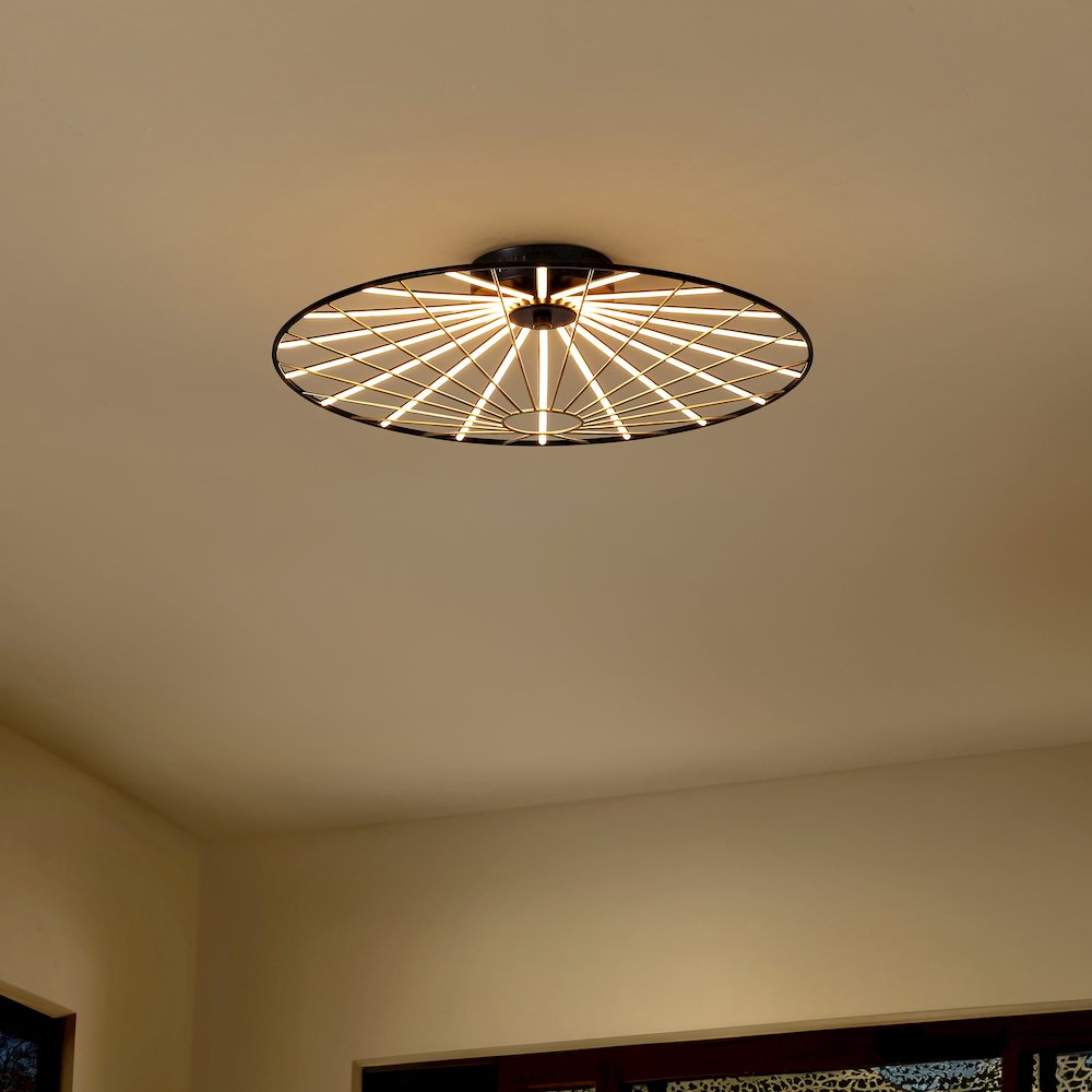 Anders Contemporary Scandinavian Dimmable Stripe UFO Integrated LED Flush Mount. Picture 3