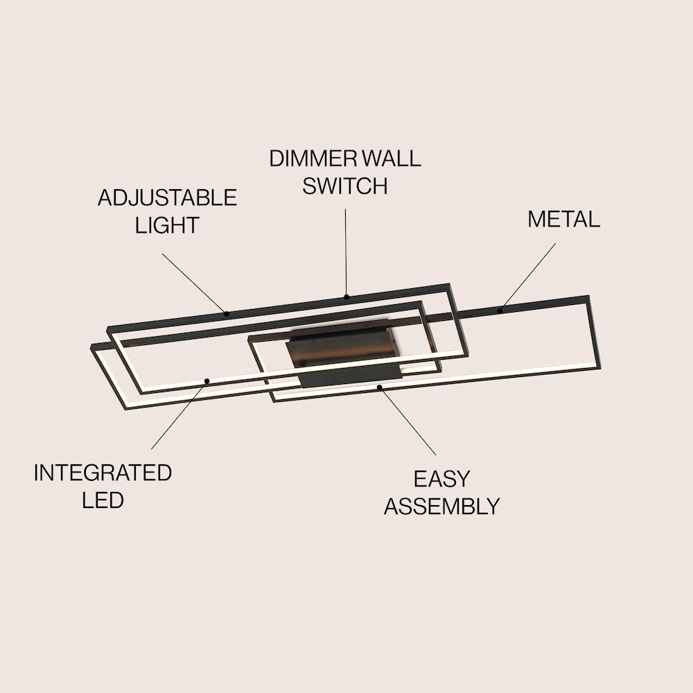 Minimalist Metal Adjustable Dimmable Geometric Integrated LED Flush Mount. Picture 2