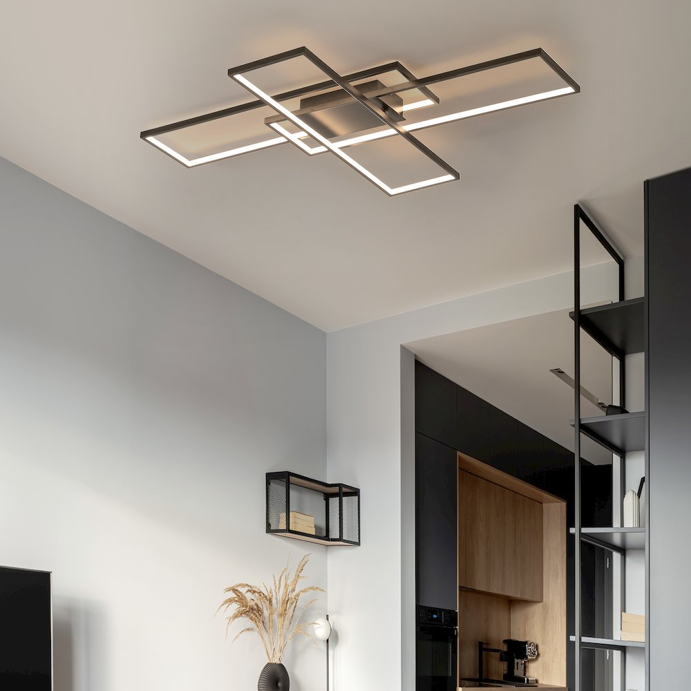 Minimalist Metal Adjustable Dimmable Geometric Integrated LED Flush Mount. Picture 1