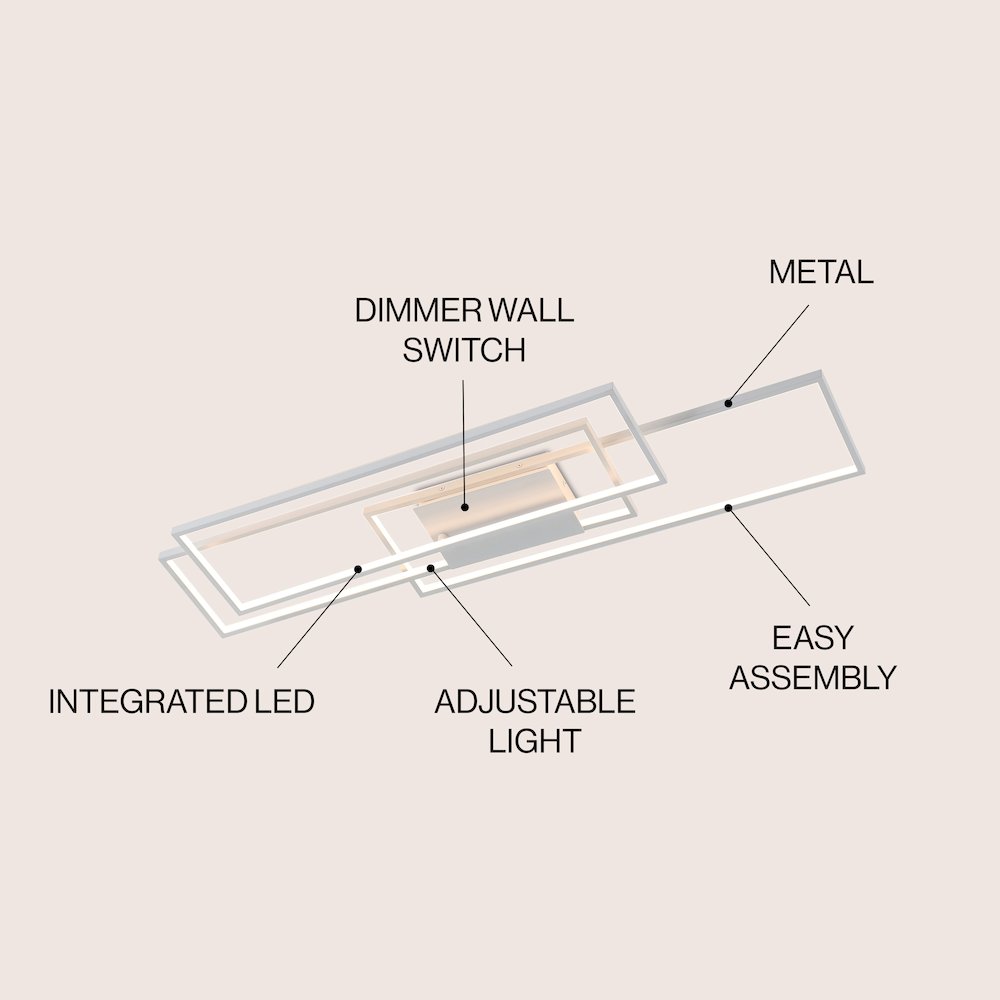 Minimalist Metal Adjustable Dimmable Geometric Integrated LED Flush Mount. Picture 2