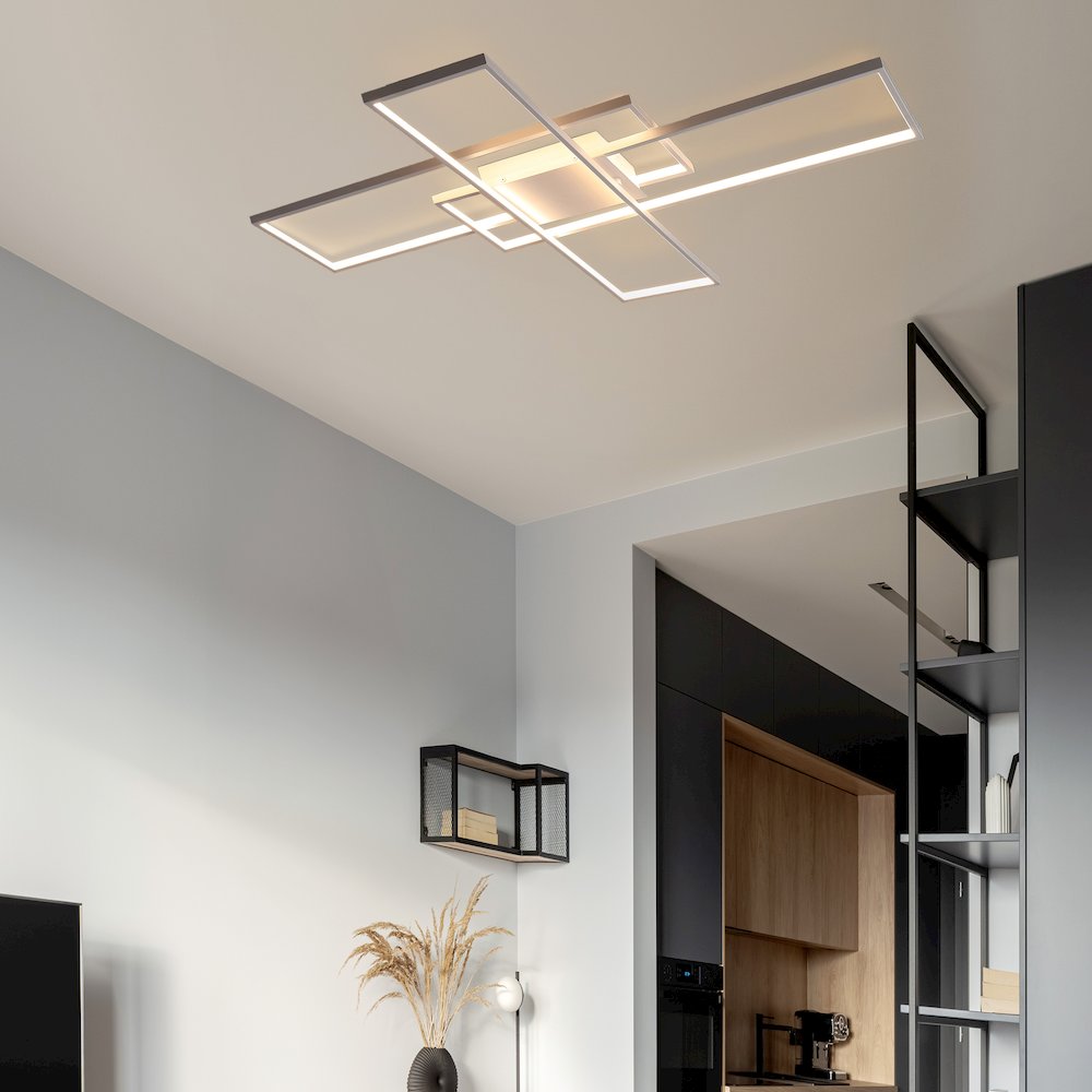 Minimalist Metal Adjustable Dimmable Geometric Integrated LED Flush Mount. Picture 1