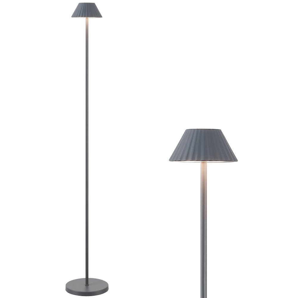 44" Minimalist Iron Pleated Shade Dimmable Integrated LED Floor Lamp, Grey. Picture 1