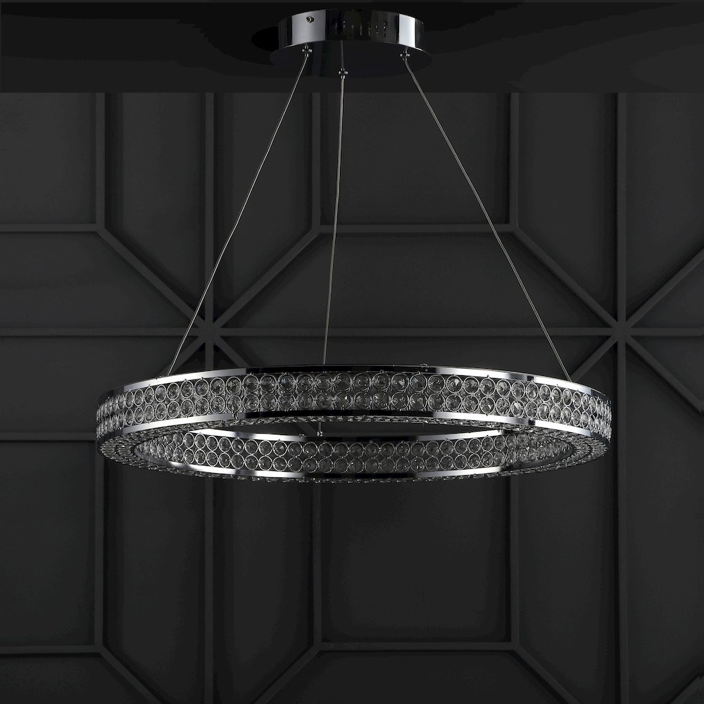 Benton Round Integrated Led Crystal/Metal Pendant. Picture 8