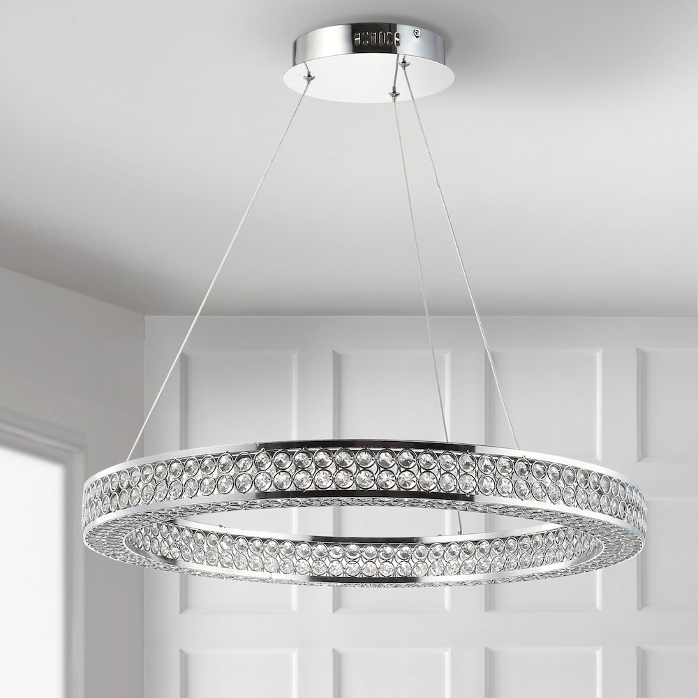 Benton Round Integrated Led Crystal/Metal Pendant. Picture 10