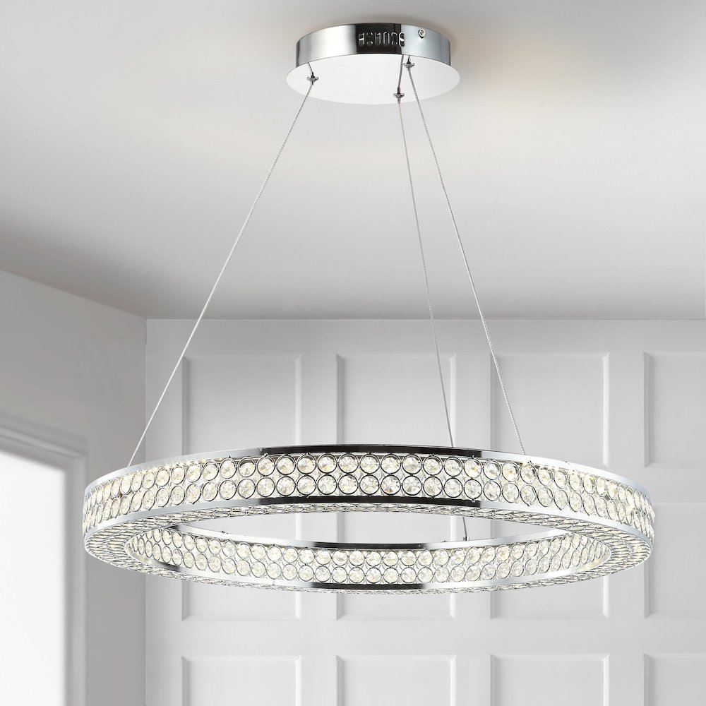 Benton Round Integrated Led Crystal/Metal Pendant. Picture 9