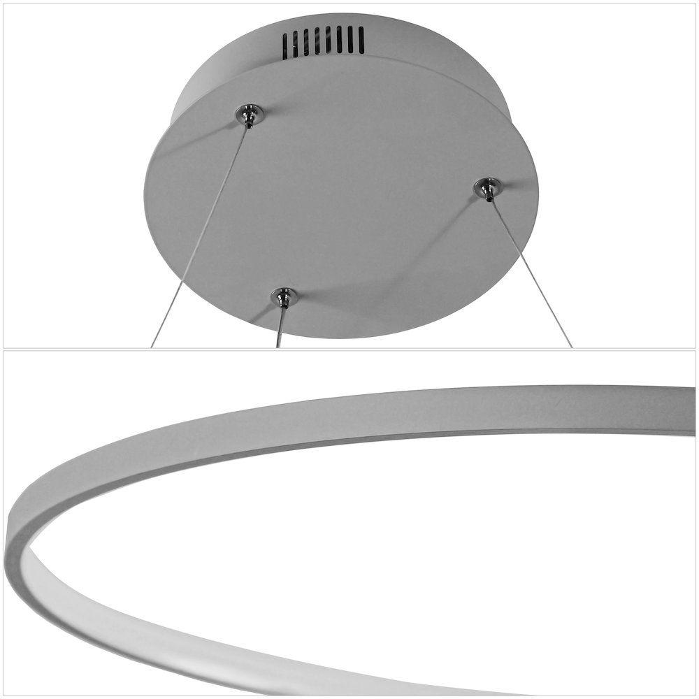 Brice 15.75" Modern Metal Round Dimmable Integrated LED Pendant, Gray. Picture 4