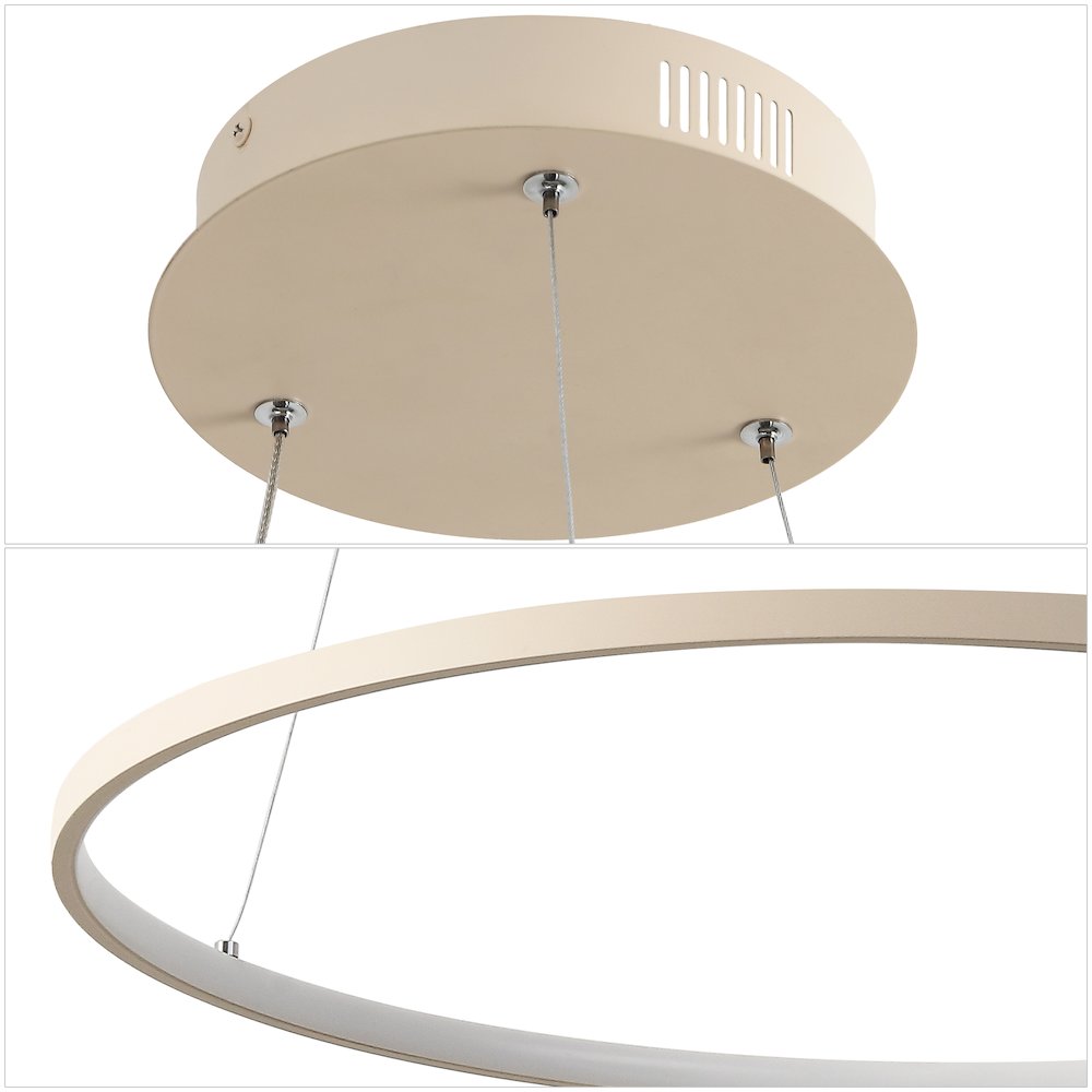 Brice 15.75" Modern Metal Round Dimmable Integrated LED Pendant, Beige. Picture 4