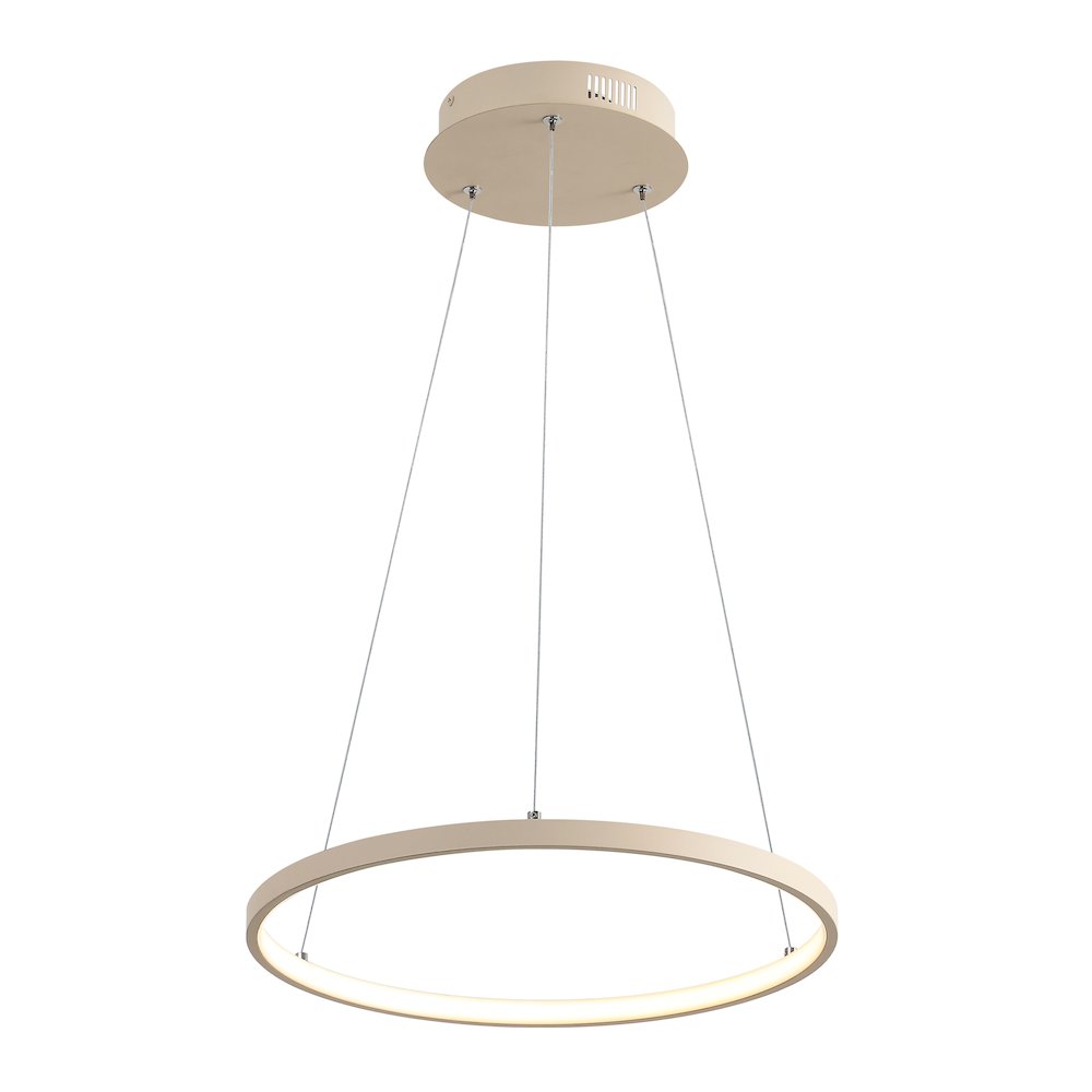 Brice 15.75" Modern Metal Round Dimmable Integrated LED Pendant, Beige. Picture 1