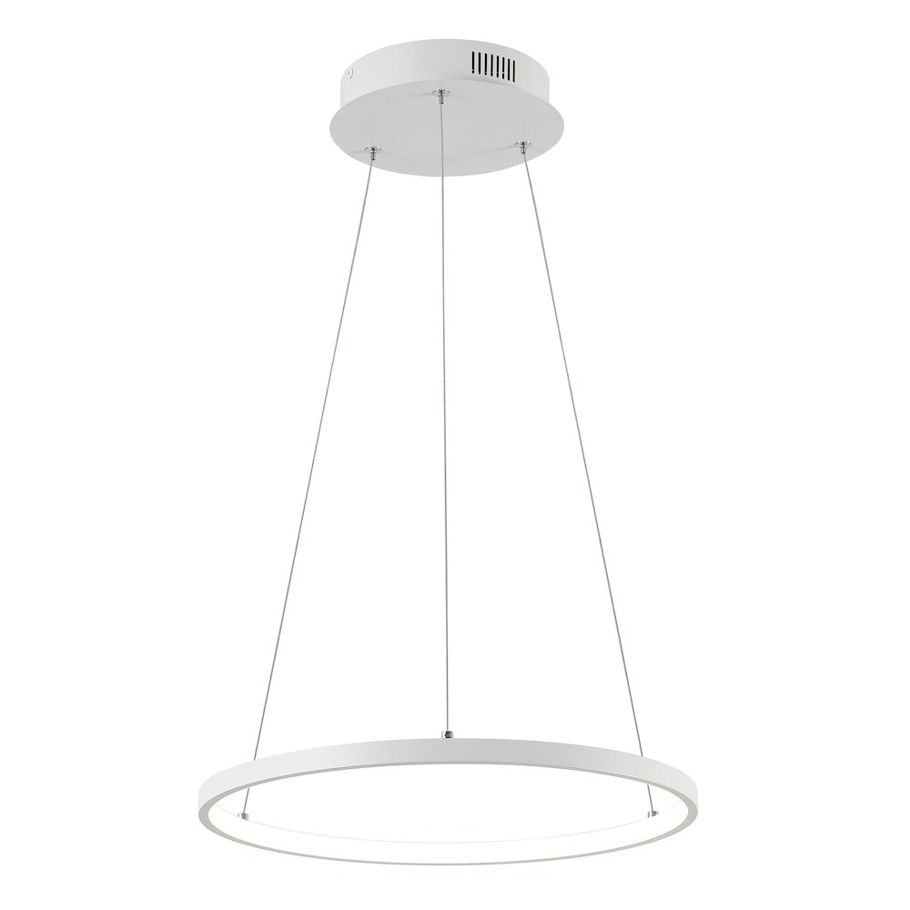 Brice 15.75" Modern Metal Round Dimmable Integrated LED Pendant, Matte White. Picture 1