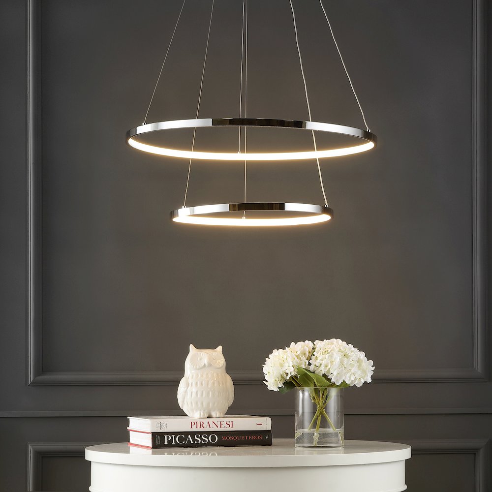 Brice Modern Contemporary Iron Integrated LED Pendant. Picture 4