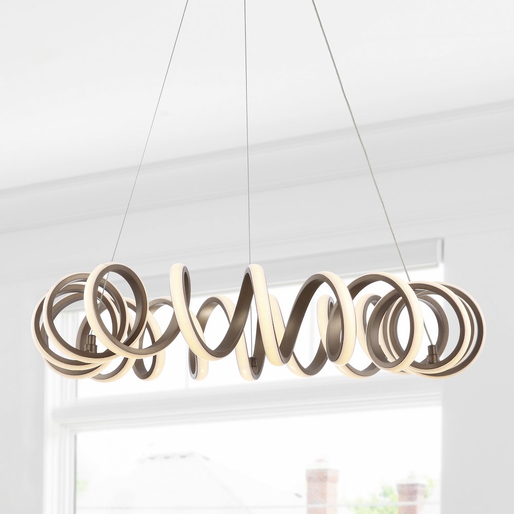 Cursive Adjustable Spiral Integrated Led Metal Chandelier Ceiling Light. Picture 8