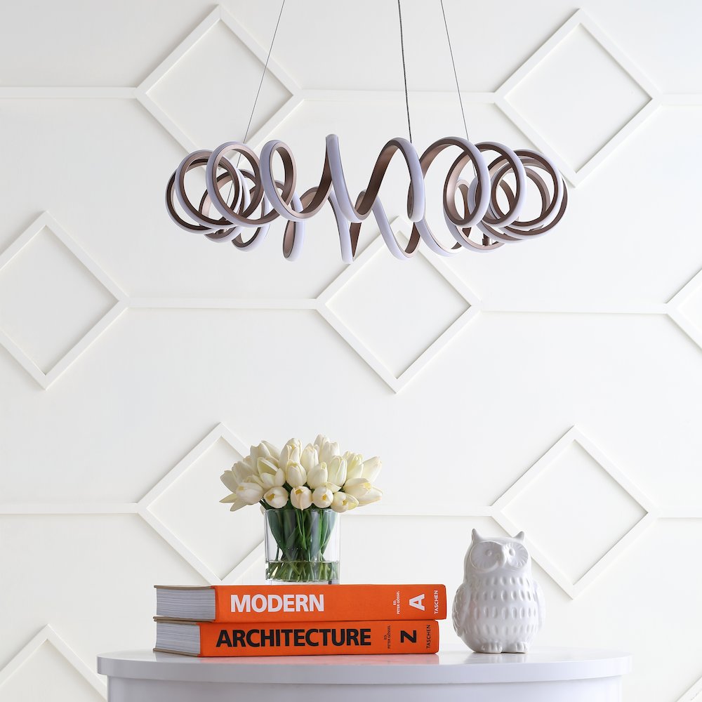 Cursive Adjustable Spiral Integrated Led Metal Chandelier Ceiling Light. Picture 7