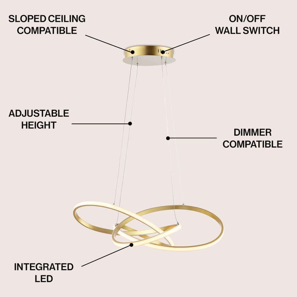 Alexia Abstract Integrated Led Metal Adjustable Pendant. Picture 5