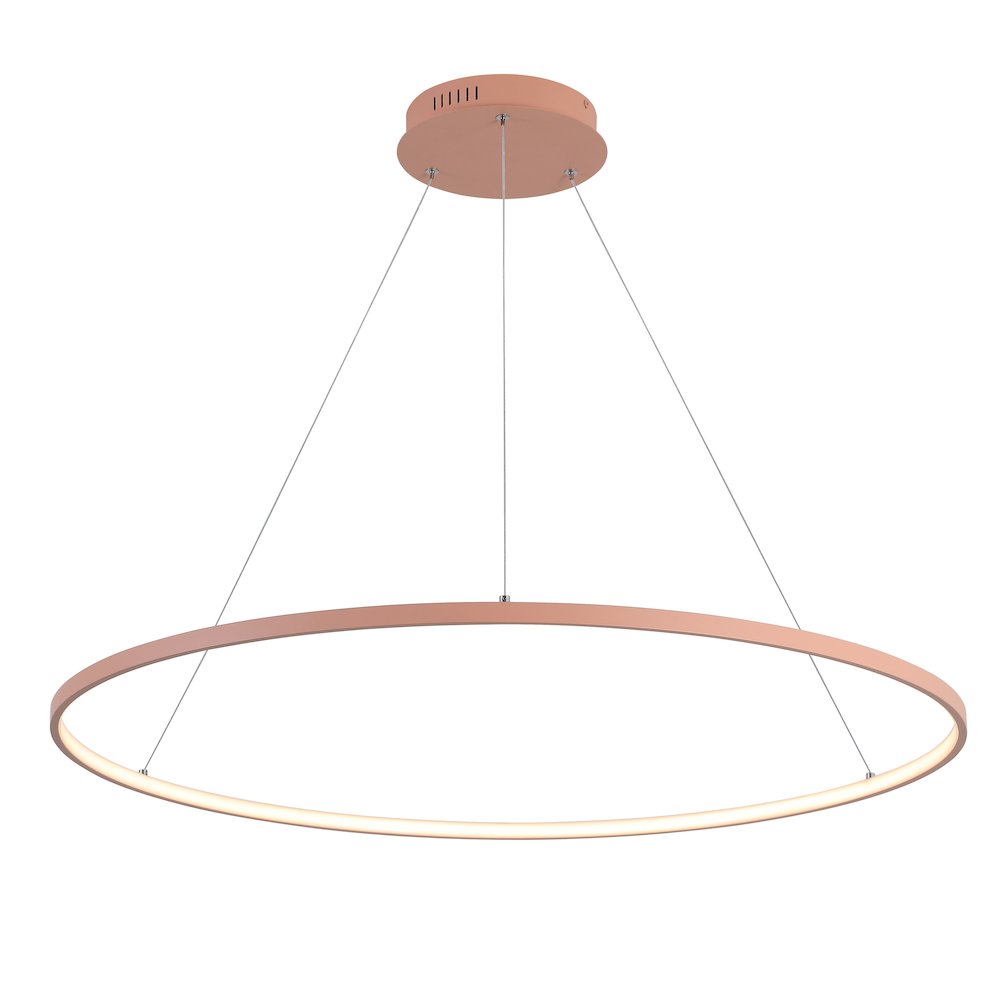 Brice 35" Modern Metal Round Dimmable Integrated LED Pendant, Matte Pink. Picture 1