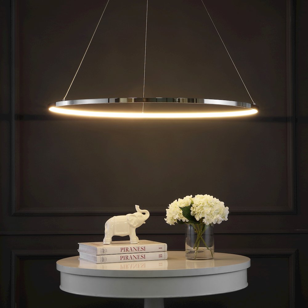 Brice Modern Contemporary Iron Integrated LED Pendant. Picture 4