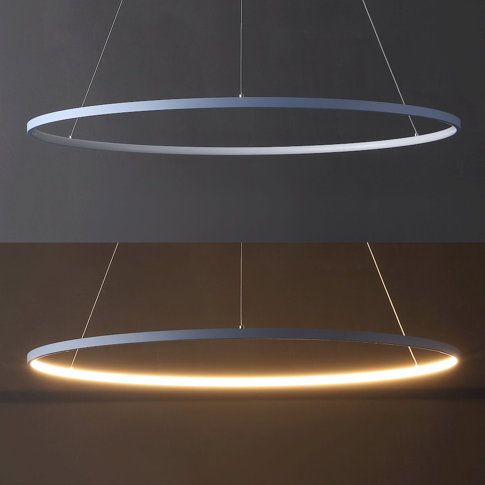 Brice 35" Modern Contemporary Metal Round Dimmable Integrated LED Pendant, Blue. Picture 5