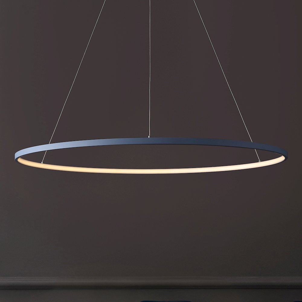 Brice 35" Modern Contemporary Metal Round Dimmable Integrated LED Pendant, Blue. Picture 7