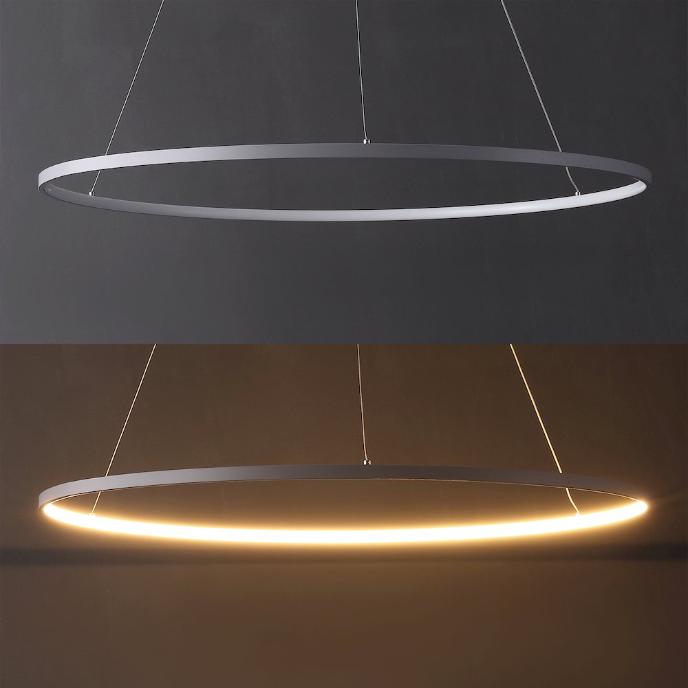 Brice 35" Modern Contemporary Metal Round Dimmable Integrated LED Pendant, Gray. Picture 5
