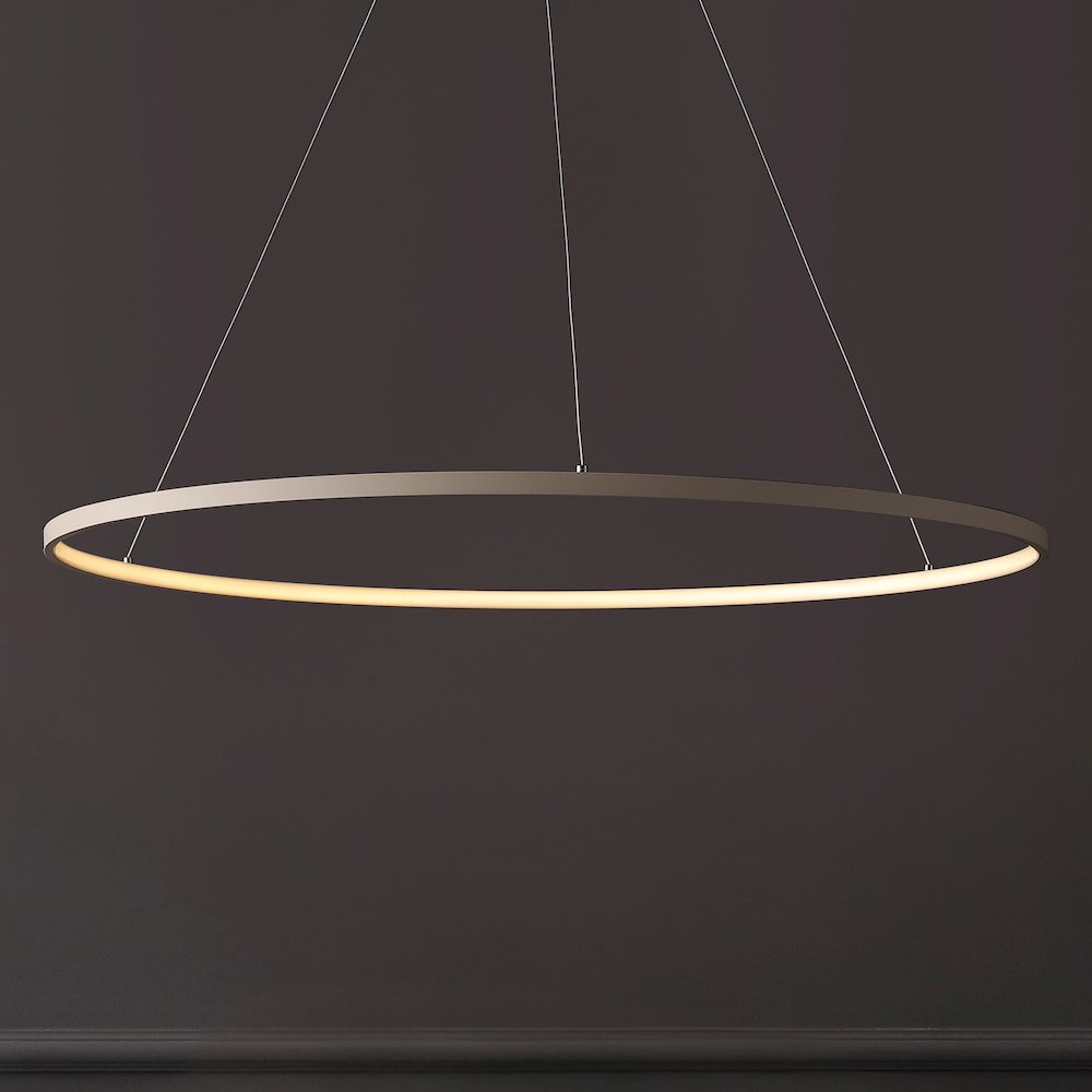 Brice 35" Modern Contemporary Metal Round Dimmable Integrated LED Pendant, Beige. Picture 7