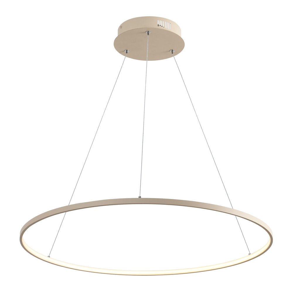 Brice 35" Modern Contemporary Metal Round Dimmable Integrated LED Pendant, Beige. Picture 1