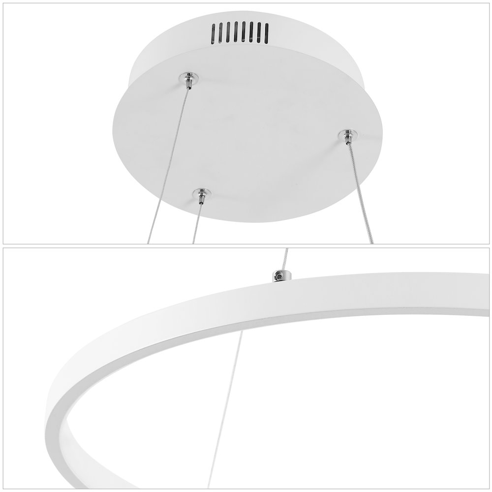 Brice 35" Modern Metal Round Dimmable Integrated LED Pendant, Matte White. Picture 4