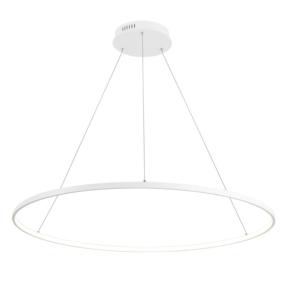 Brice 35" Modern Metal Round Dimmable Integrated LED Pendant, Matte White. Picture 1