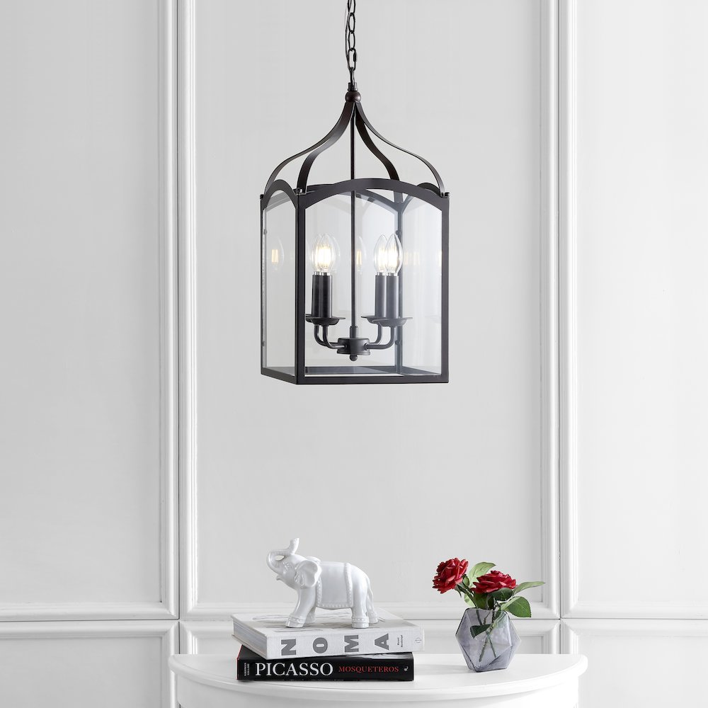 Ruth Traditional Classic Lantern Metal/Glass Led Pendant. Picture 6