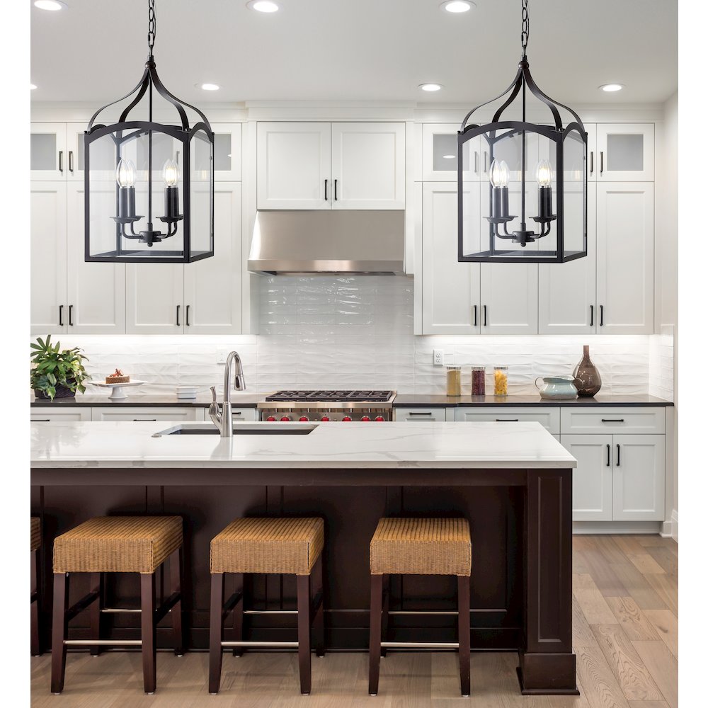 Ruth Traditional Classic Lantern Metal/Glass Led Pendant. Picture 9