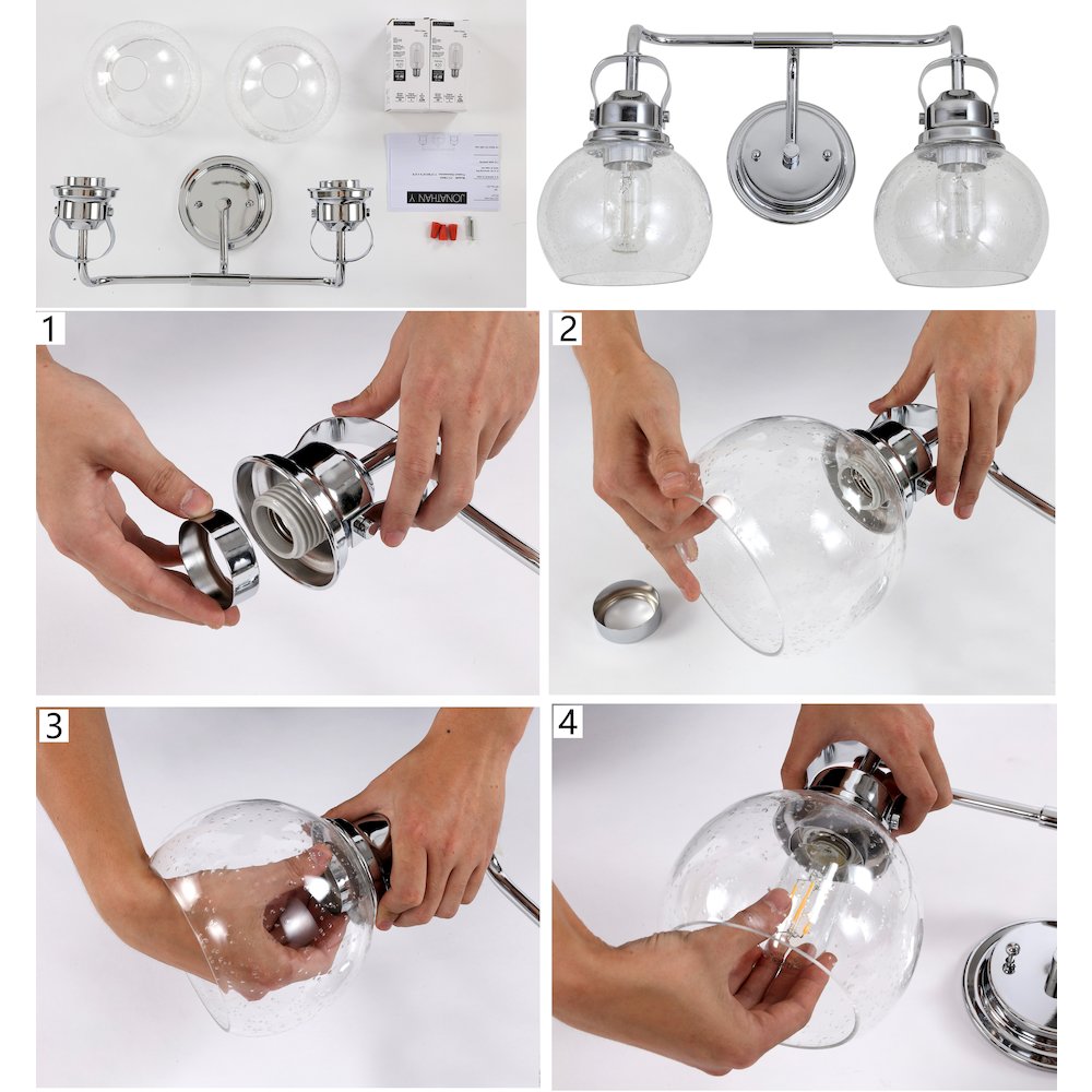 Shirley Metal Bubbled Glass Vanity Light. Picture 9