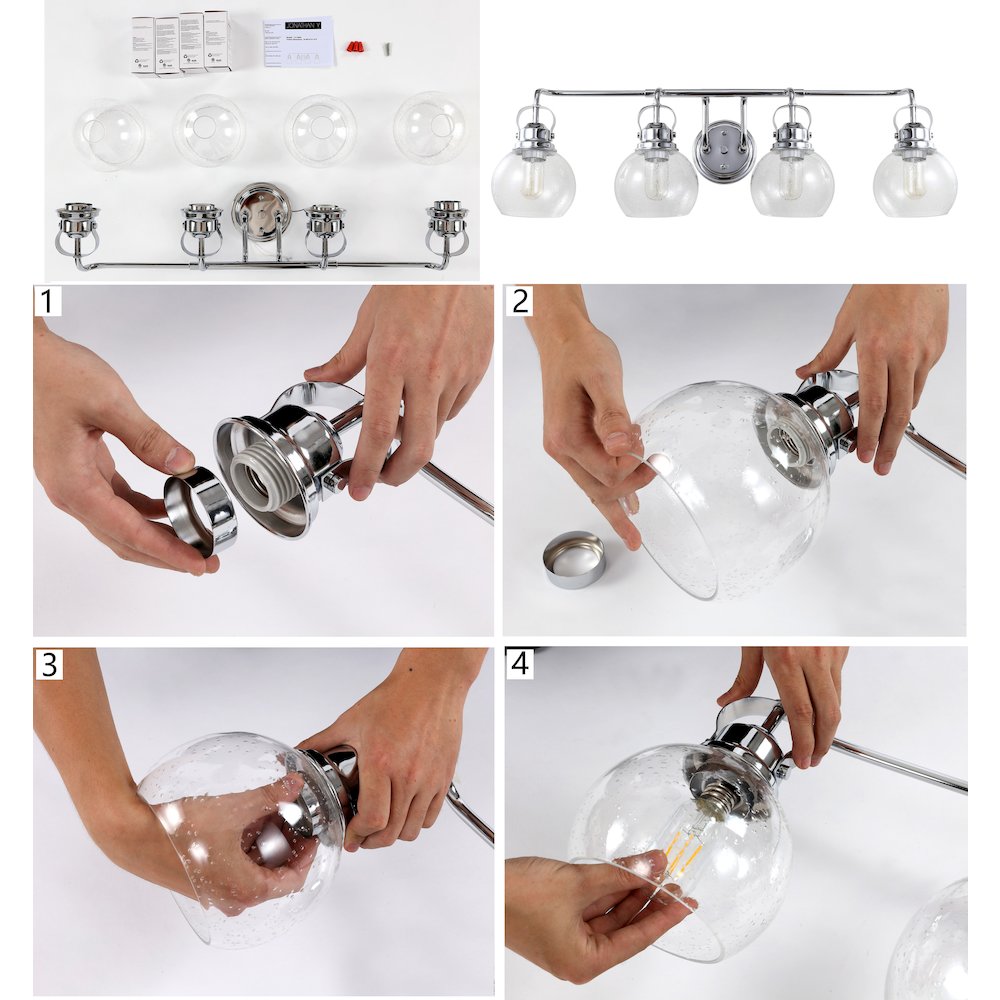 Shirley Metal Bubbled Glass Vanity Light. Picture 9