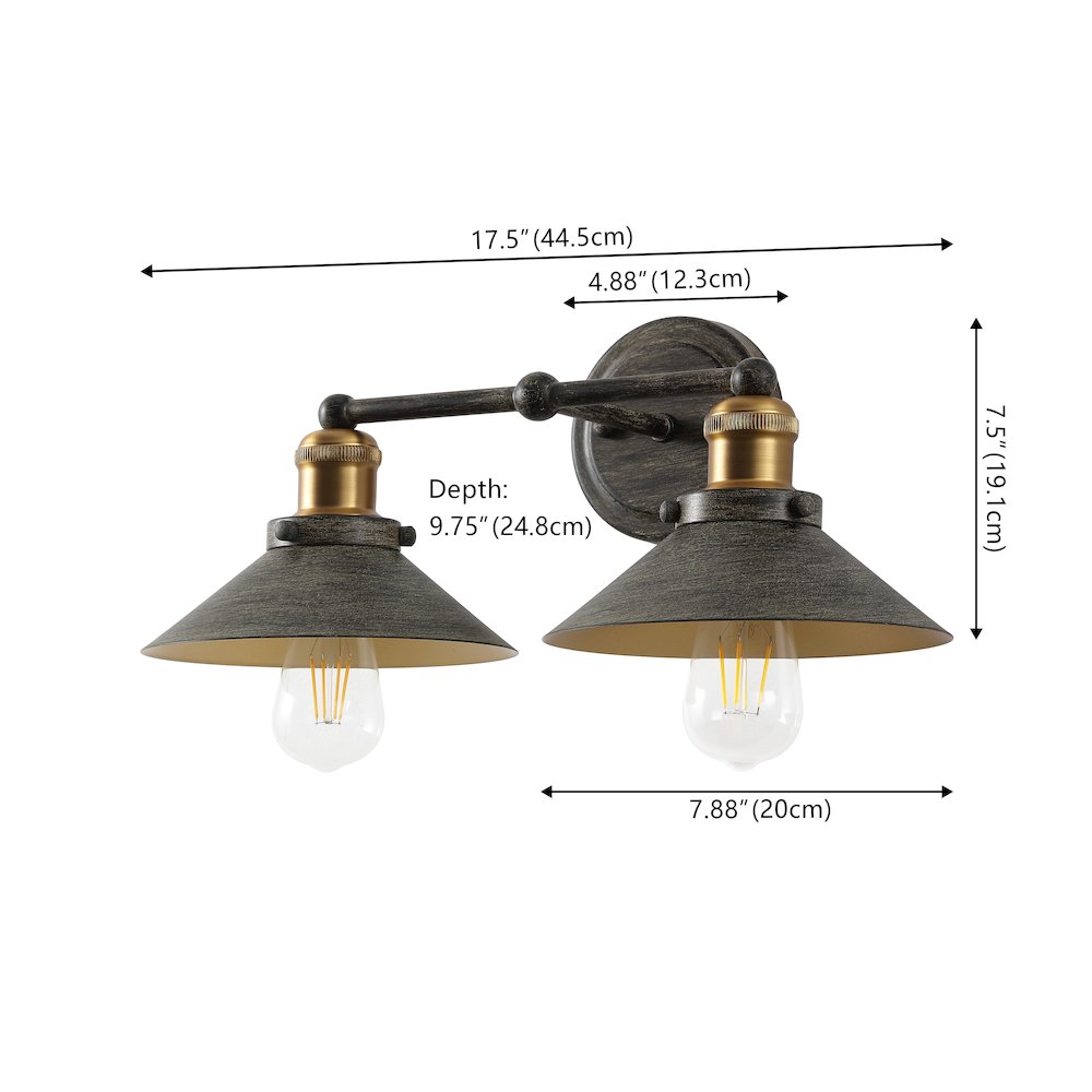 July 2-Light Industrial Farmhouse Metal Vanity Light. Picture 1