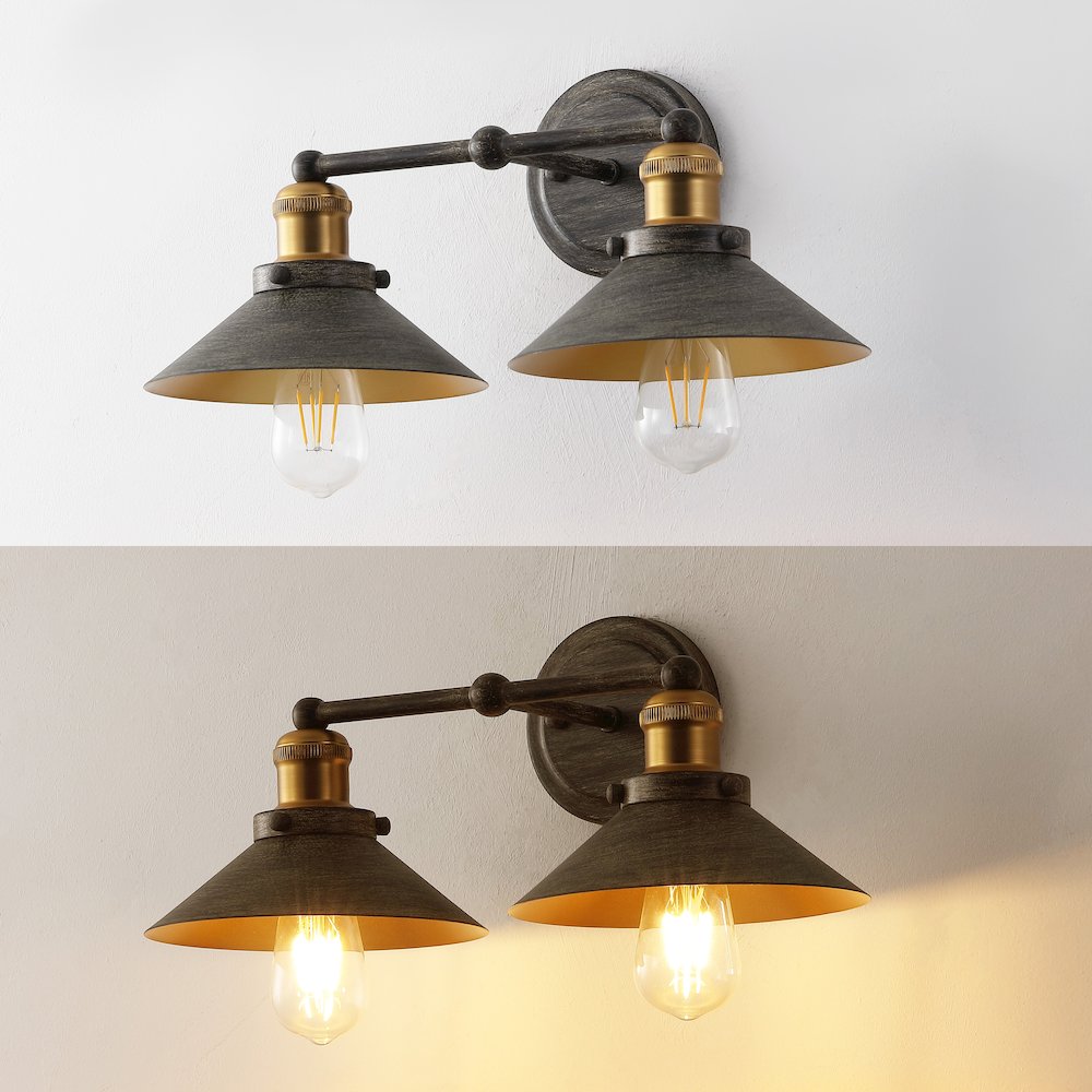 July 2-Light Industrial Farmhouse Metal Vanity Light. Picture 2