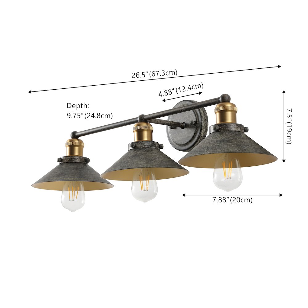 July 3-Light Industrial Farmhouse Metal Vanity Light. Picture 1