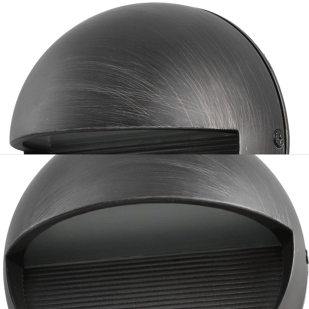 Orbe 6.25" Outdoor Metal/Glass Dimmable Integrated LED Wall Sconce, Rustic Black. Picture 4