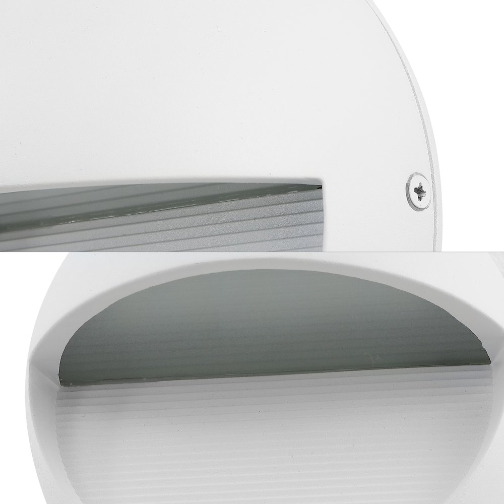 Orbe 6.25" Outdoor Metal/Glass Dimmable Integrated LED Wall Sconce, White. Picture 4