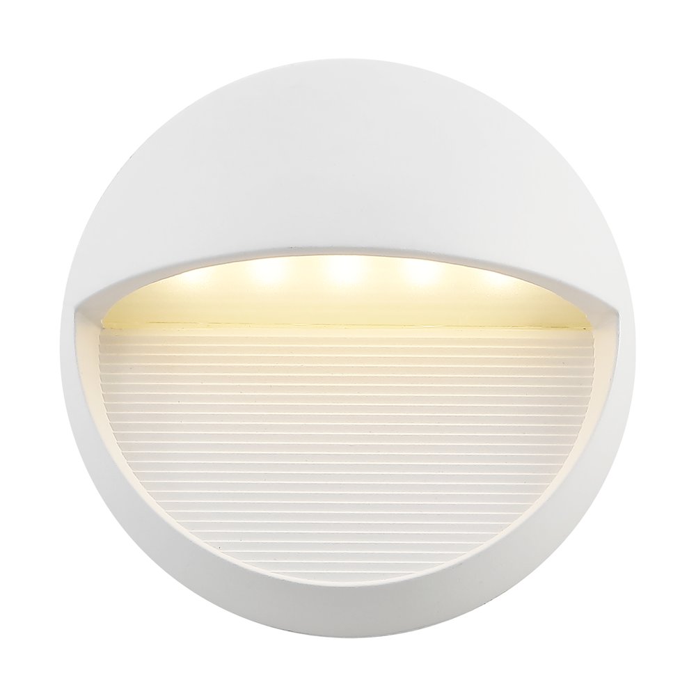Orbe 6.25" Outdoor Metal/Glass Dimmable Integrated LED Wall Sconce, White. Picture 1