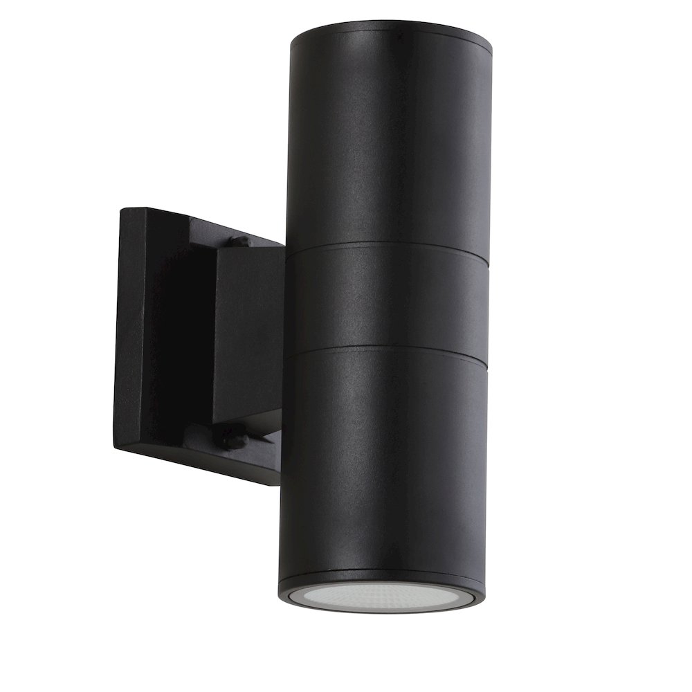 Duo Modern Midcentury Cylinder Outdoor Metal/Glass Integrated Led Wall Sconce. Picture 2