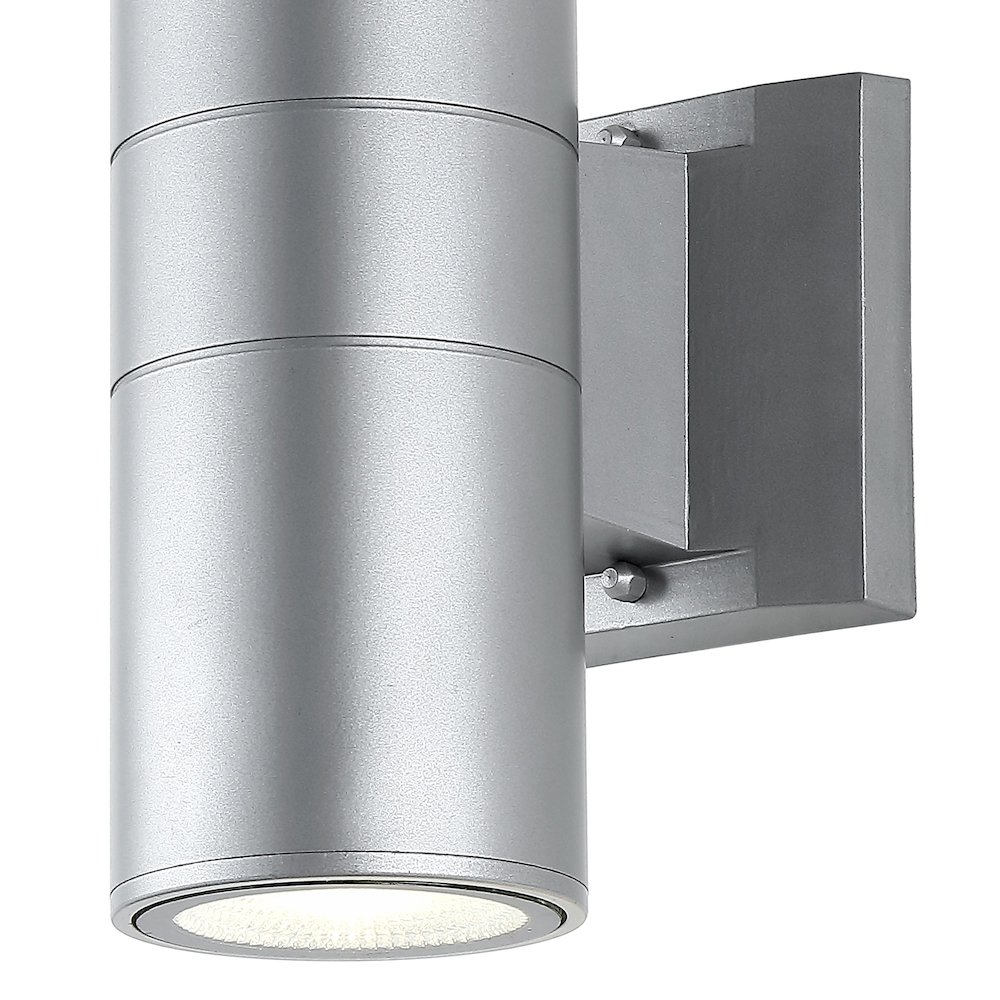 Duo Modern Midcentury Cylinder Outdoor Metal/Glass Integrated Led Wall Sconce. Picture 2