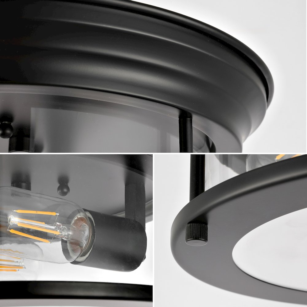 Lauren 2-Light Metal/Glass Led Flush Mount. Picture 4