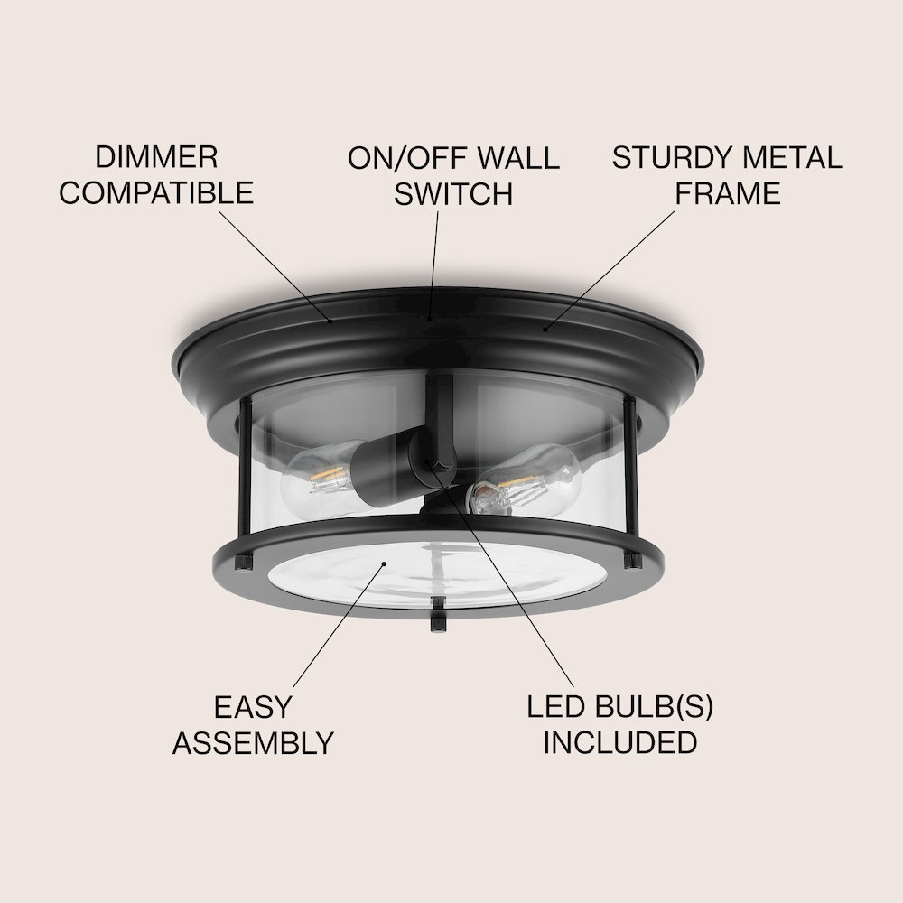 Lauren 2-Light Metal/Glass Led Flush Mount. Picture 5