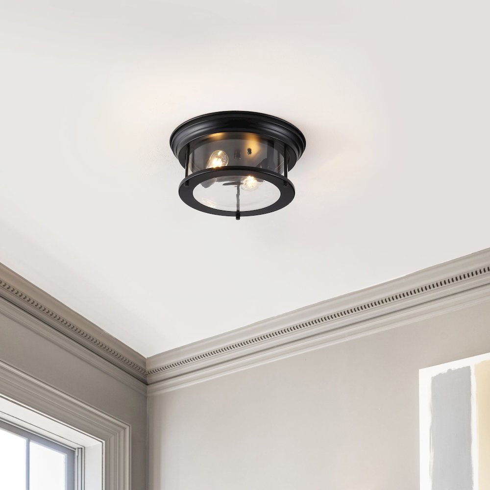 Lauren 2-Light Metal/Glass Led Flush Mount. Picture 1