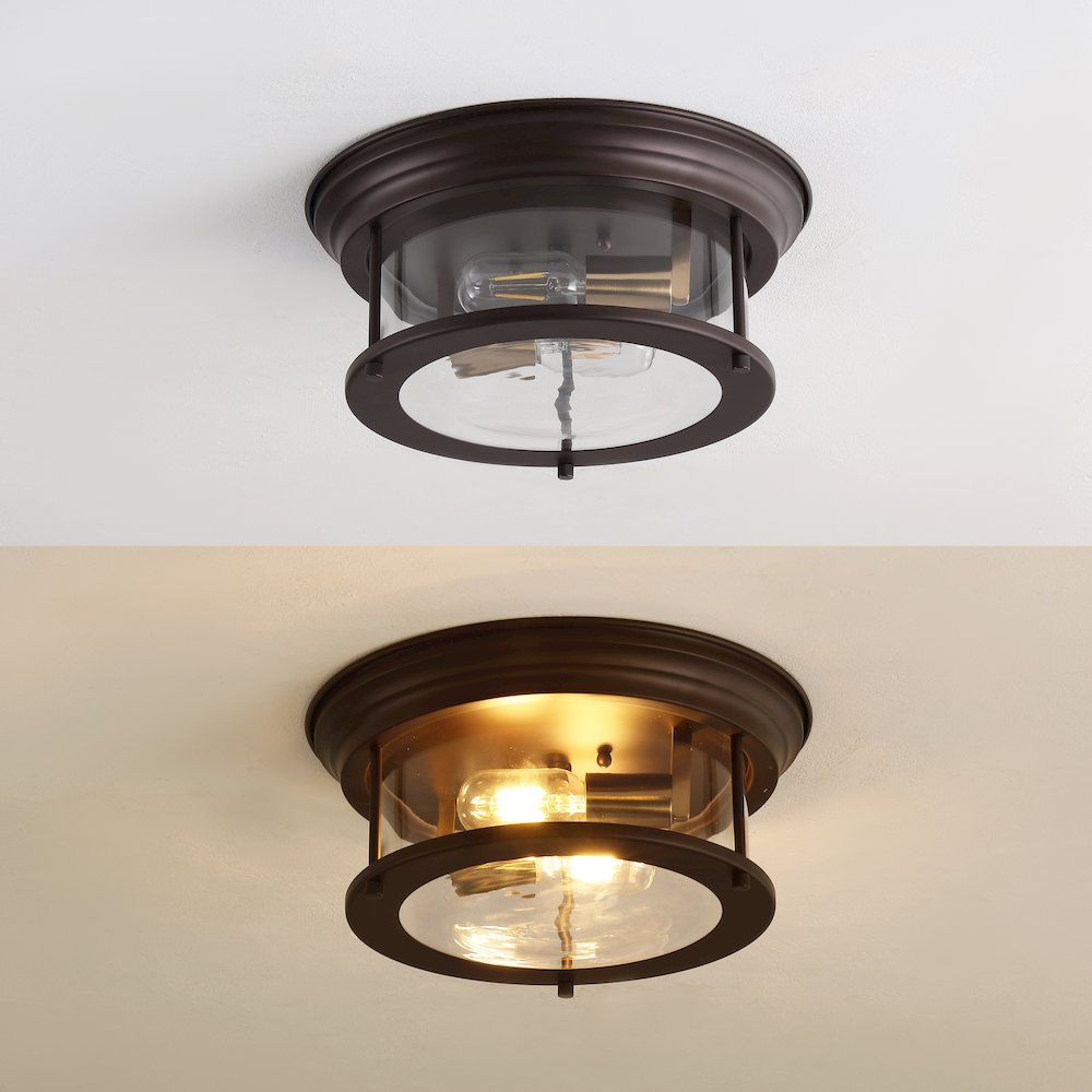 Lauren 2-Light Metal/Glass Led Flush Mount. Picture 6