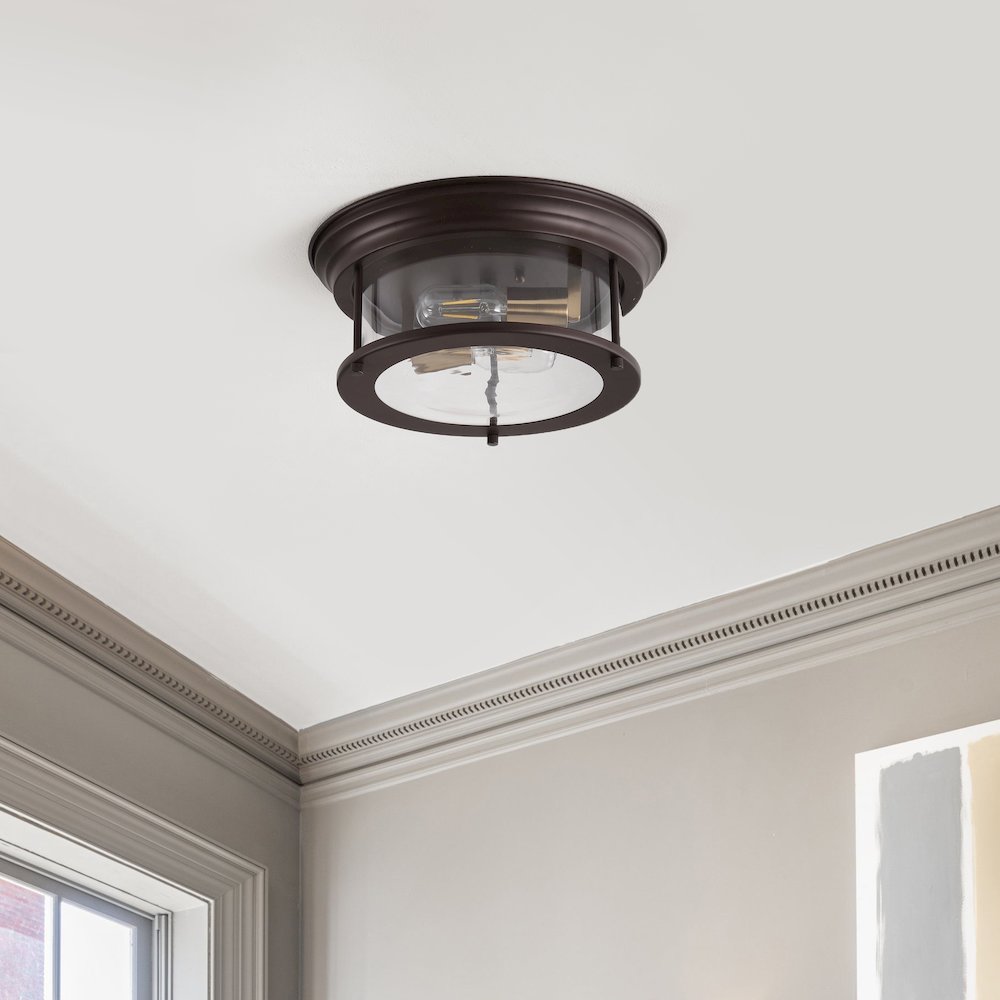 Lauren 2-Light Metal/Glass Led Flush Mount. Picture 2