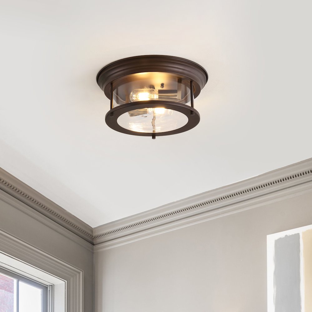 Lauren 2-Light Metal/Glass Led Flush Mount. Picture 1