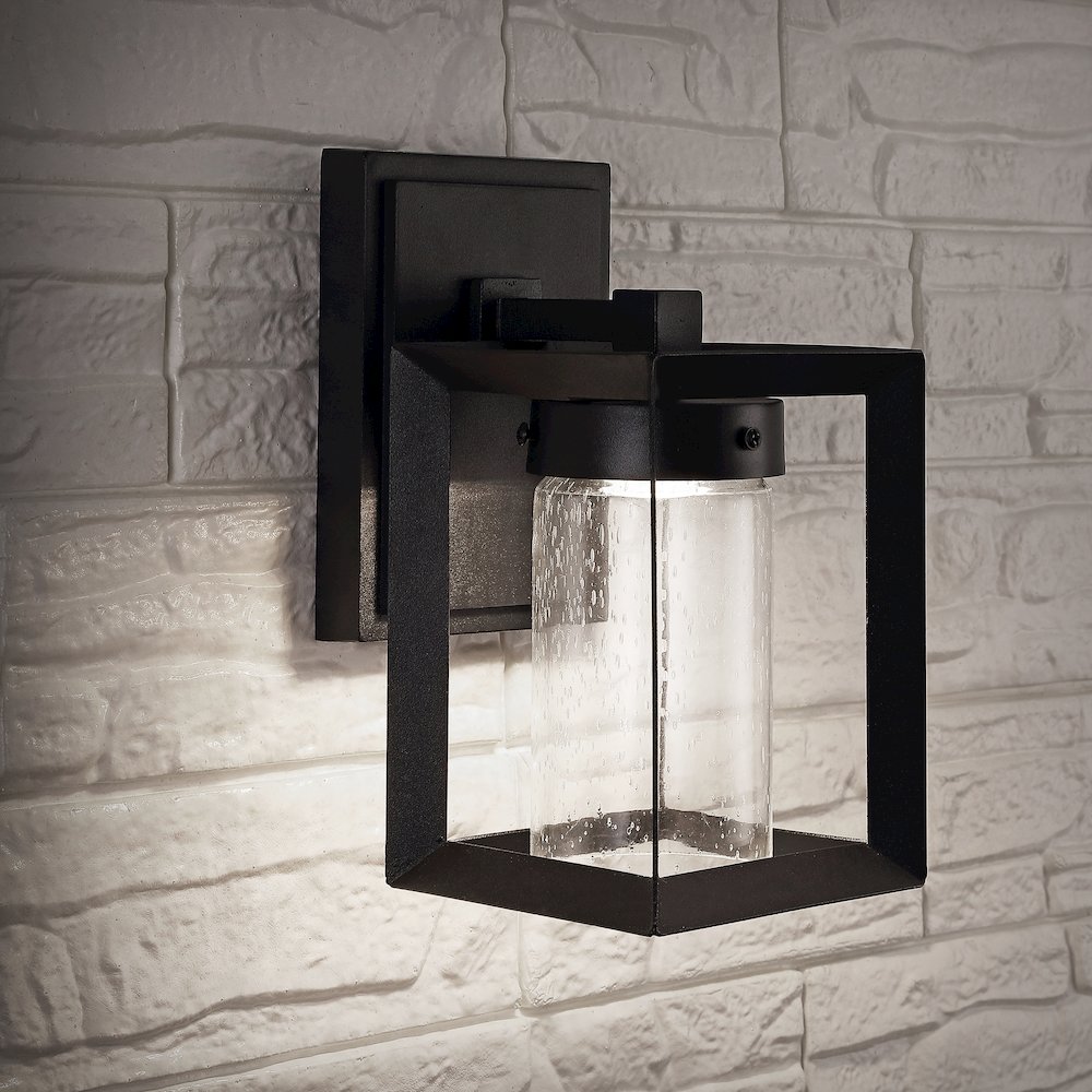 Nate Outdoor Modern Cube Bubble Glassmetal Integrated Led Wall Sconce. Picture 5