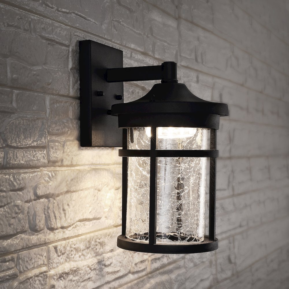 Campo Outdoor Wall Lantern Crackled Glassmetal Integrated Led Wall Sconce. Picture 5