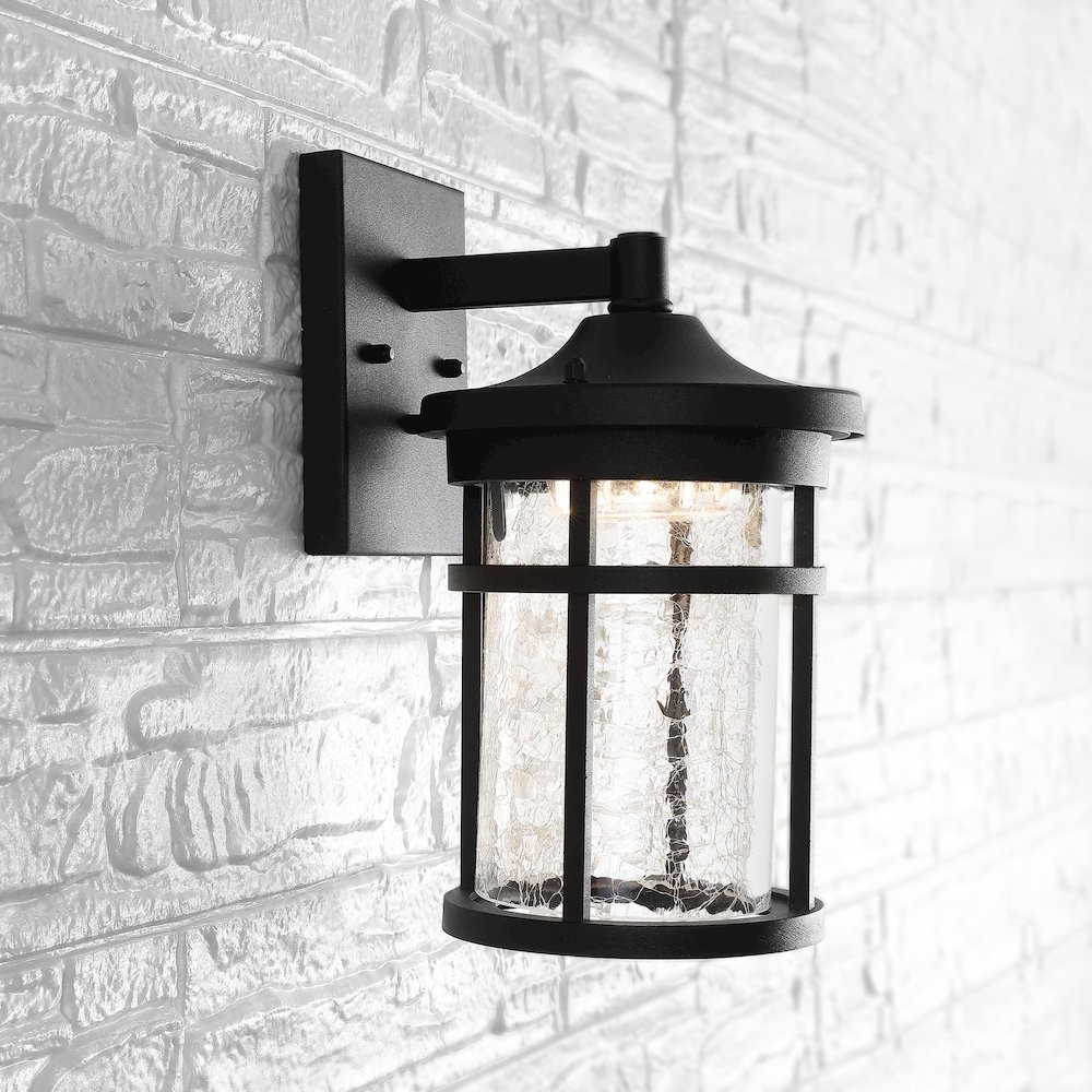 Campo Outdoor Wall Lantern Crackled Glassmetal Integrated Led Wall Sconce. Picture 4