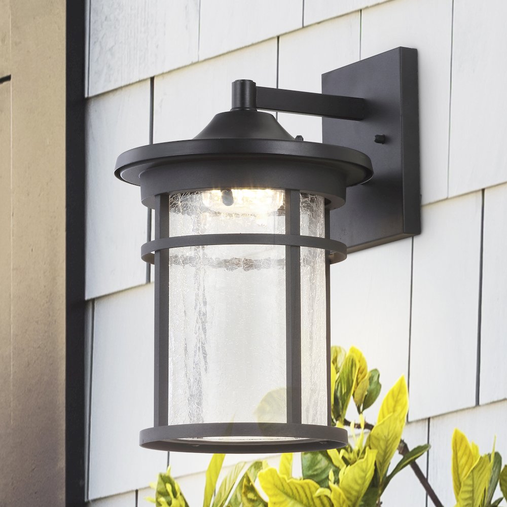 Campo Outdoor Wall Lantern Crackled Glassmetal Integrated Led Wall Sconce. Picture 6