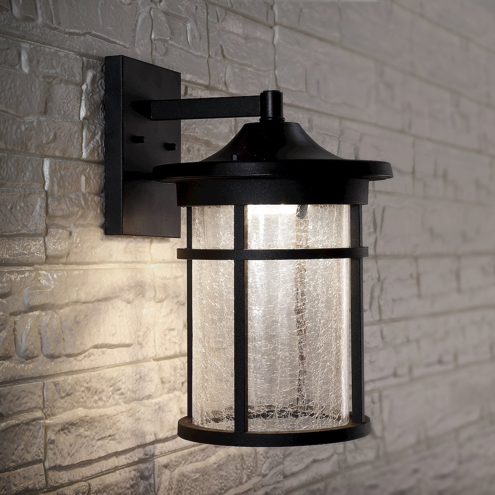 Campo Outdoor Wall Lantern Crackled Glassmetal Integrated Led Wall Sconce. Picture 5
