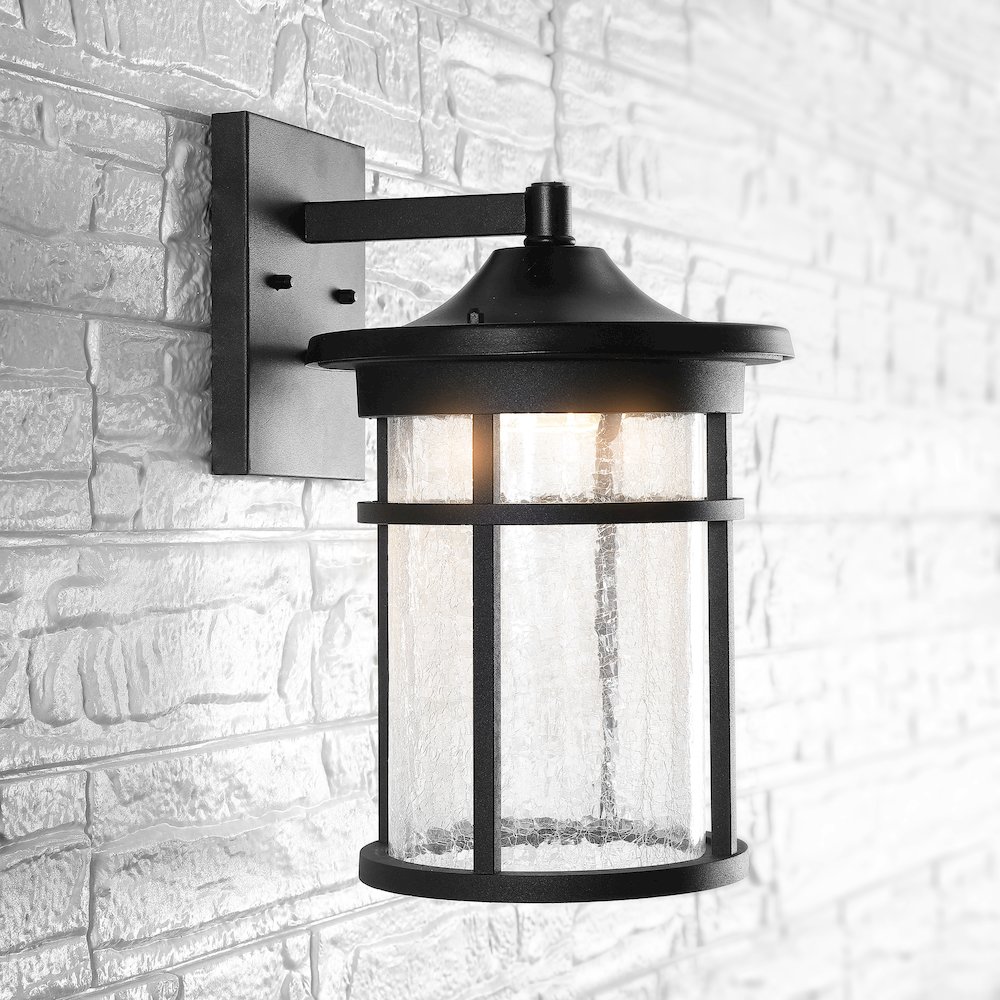 Campo Outdoor Wall Lantern Crackled Glassmetal Integrated Led Wall Sconce. Picture 4